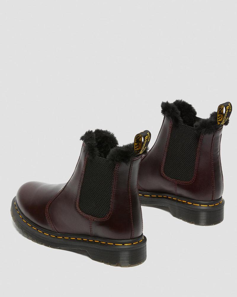 Women's Dr Martens 2976 Leonore Faux Fur Lined Chelsea Boots Burgundy | AU 110UZG